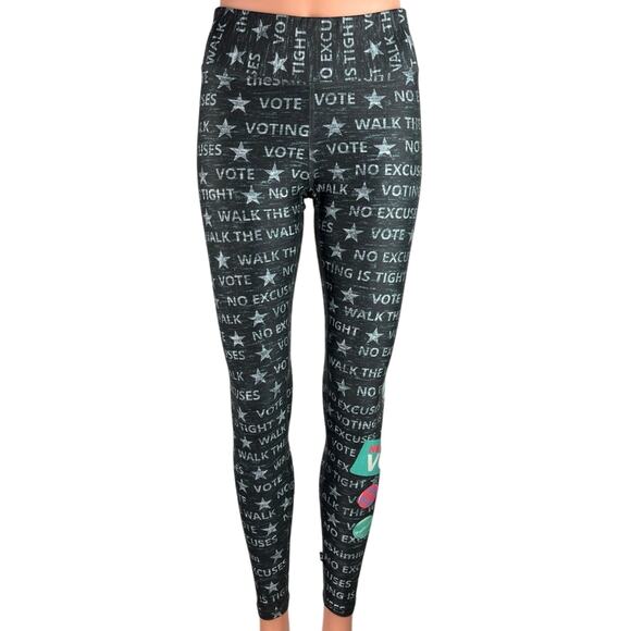 Terez Presidential Election Vote Multicolor Mid Rise Pull On Legging Pants Sz S - Picture 1 of 6